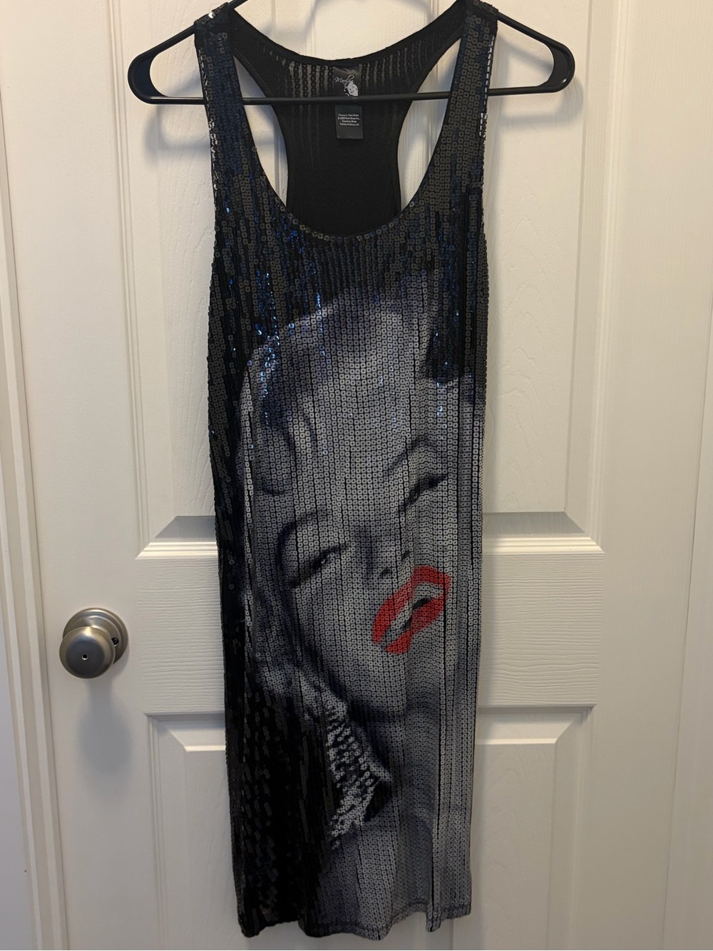 Black Sequin Marilyn Monroe Graphic Tank Dress